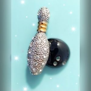 Rhinestone and Enamel Bowling Pin